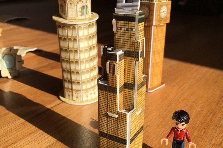 Tweet: Paper buildings. Lego me for scale. https://t.co/8…